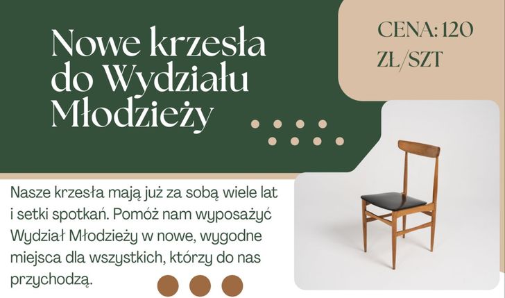 Nowe krzesła do Wydziału Młodzieży