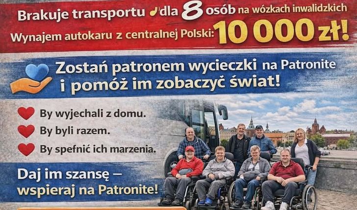 Zbieramy na transport osób z niepełnosprawnościami w pościgu za marzeniami !