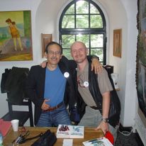 Chris Achilleos był jednym z czołowych ilustratorów fantasy i science fiction. Wielka szkoda, że już nie żyje. Zdjęcie zrobione na jednym z Międzynarodowych Festiwali Fantastyki w Nidzicy.