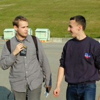 To zdjęcie zrobiono po moim pierwszy wywiadzie prasowym, a drugim w życiu z Robertem Kubicą. Mugello 2002