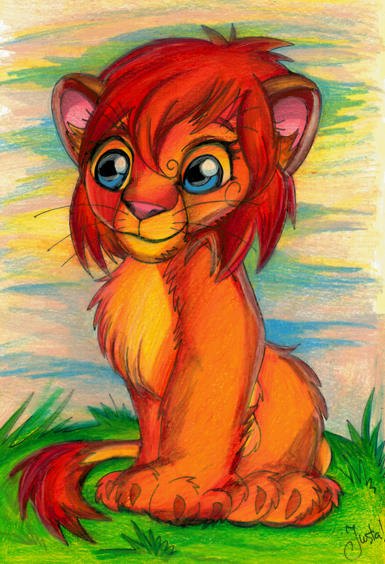 Lwica Zoja siedzi w trawie