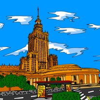 Pałac Kultury i Nauki - tło do animacji "Całkiem Nowa Baśń"