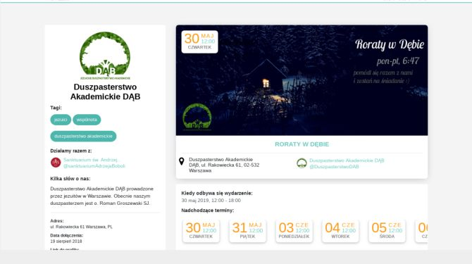 Przykładowe wydarzenie Duszpasterstwa Akademickiego DĄB