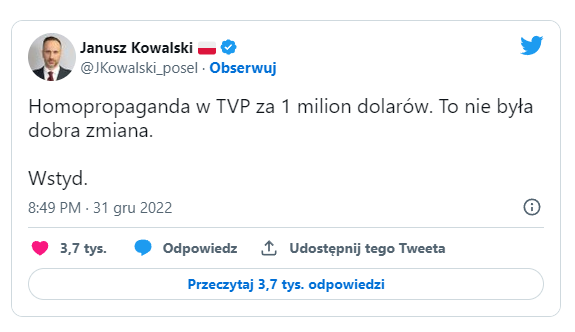 Homopropaganda w TVP za 1 milion dolarów. To nie była dobra zmiana. Wstyd.