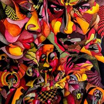 "Gambit II (ogień)" - tusz, akryl, papier, 100/70cm