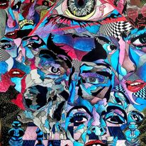 "Gambit III (powietrze)" - tusz, akryl, papier, 100/70cm