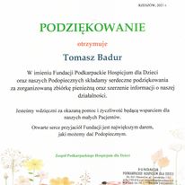 Podziękowanie od Fundacji Podkarpackie Hospicjum dla Dzieci