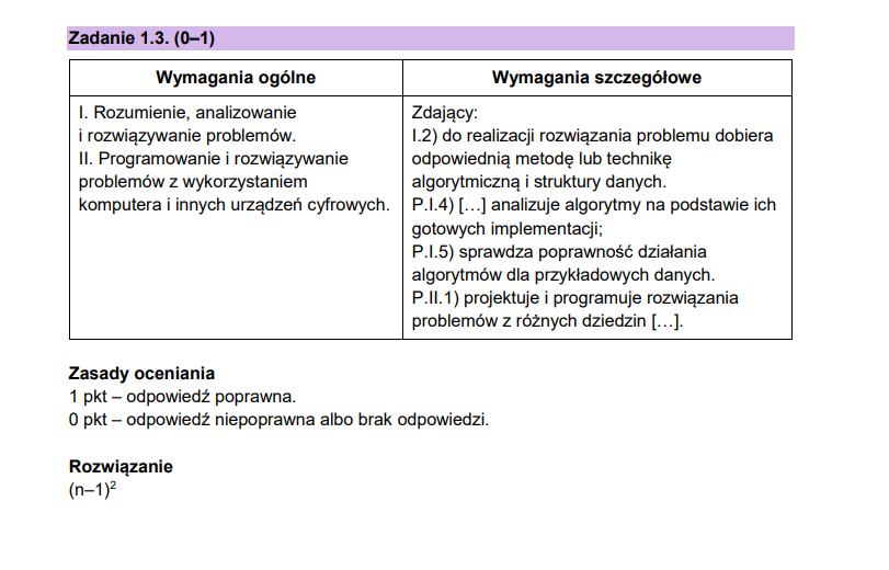 MATURA Z INFORMATYKI ZADANIE 1.3 ODP