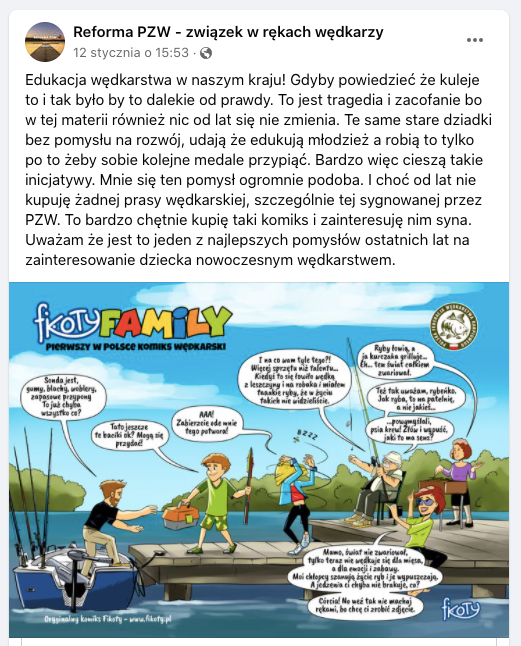Zainteresowanie komiksem wędkarskim fikoty FAMILY