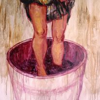 "Grape stomping", akryl na płótnie, 100x70cm